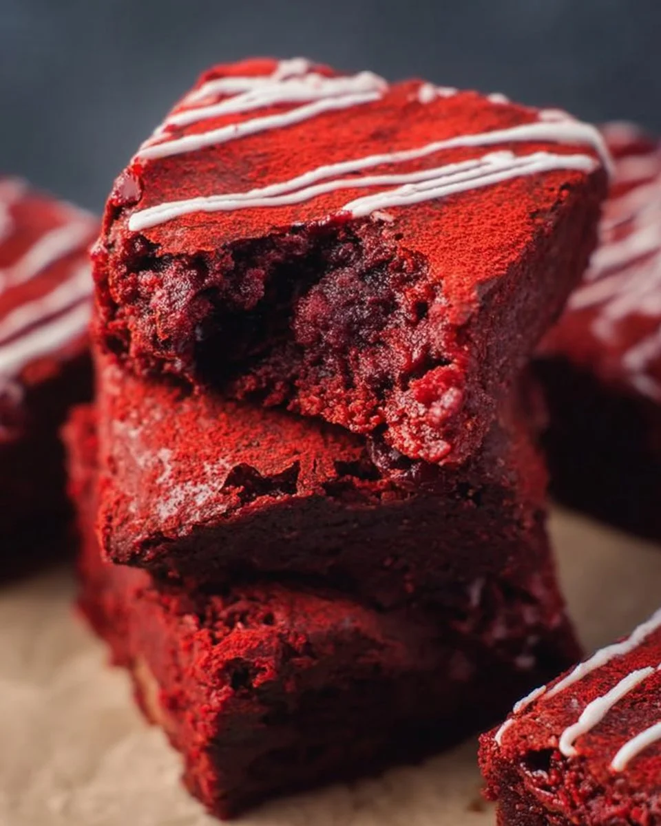 Delicious fudgy red velvet brownies with cream cheese frosting