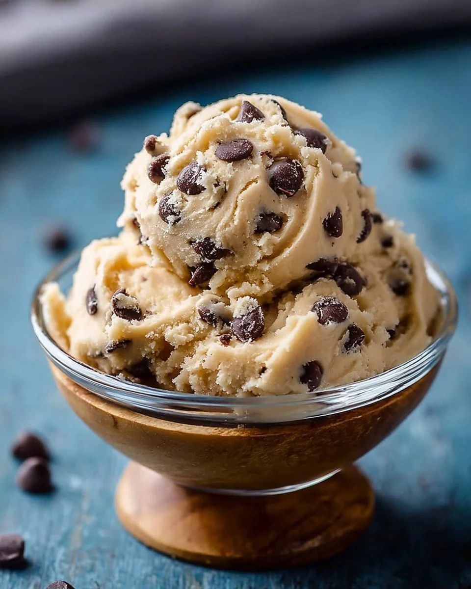 Healthy Greek Yogurt Cookie Dough 1 Delicious healthy Greek yogurt cookie dough in a bowl with a spoon