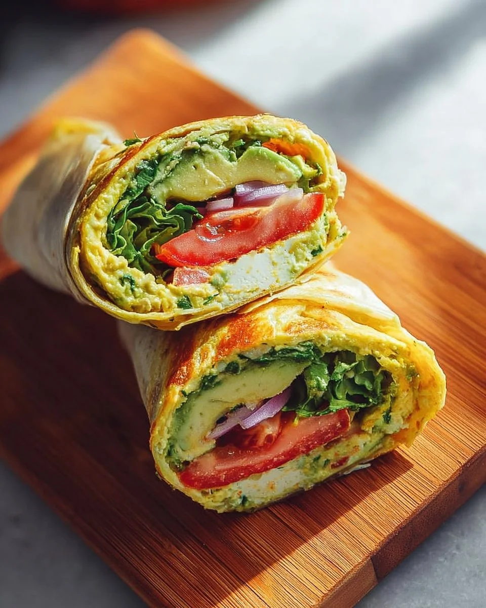 Irresistible Avocado Cottage Cheese Wrap 1 Delicious avocado cottage cheese wrap on a plate with fresh vegetables.