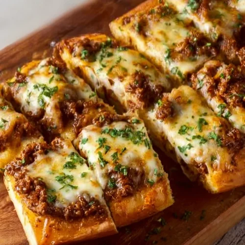 Delicious Italian Garlic Bread Sloppy Joes on a plate