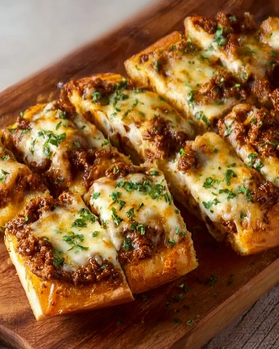 Delicious Italian Garlic Bread Sloppy Joes on a plate