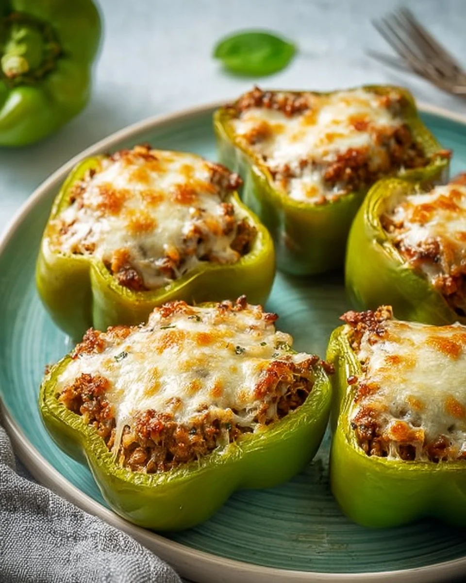 Keto cream cheese stuffed bell peppers on a plate garnished with herbs