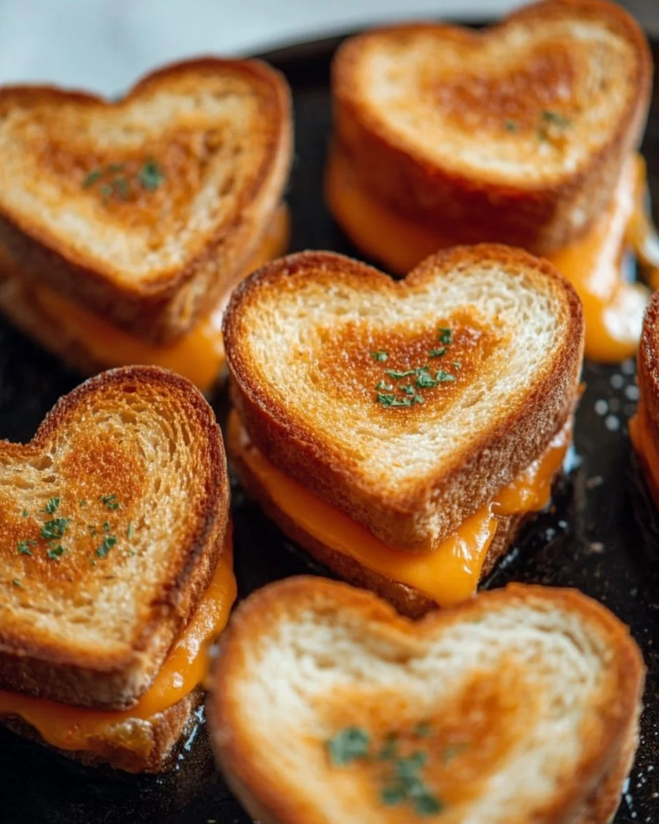 Mini Grilled Cheese Hearts served on a plate for a fun and delicious snack.