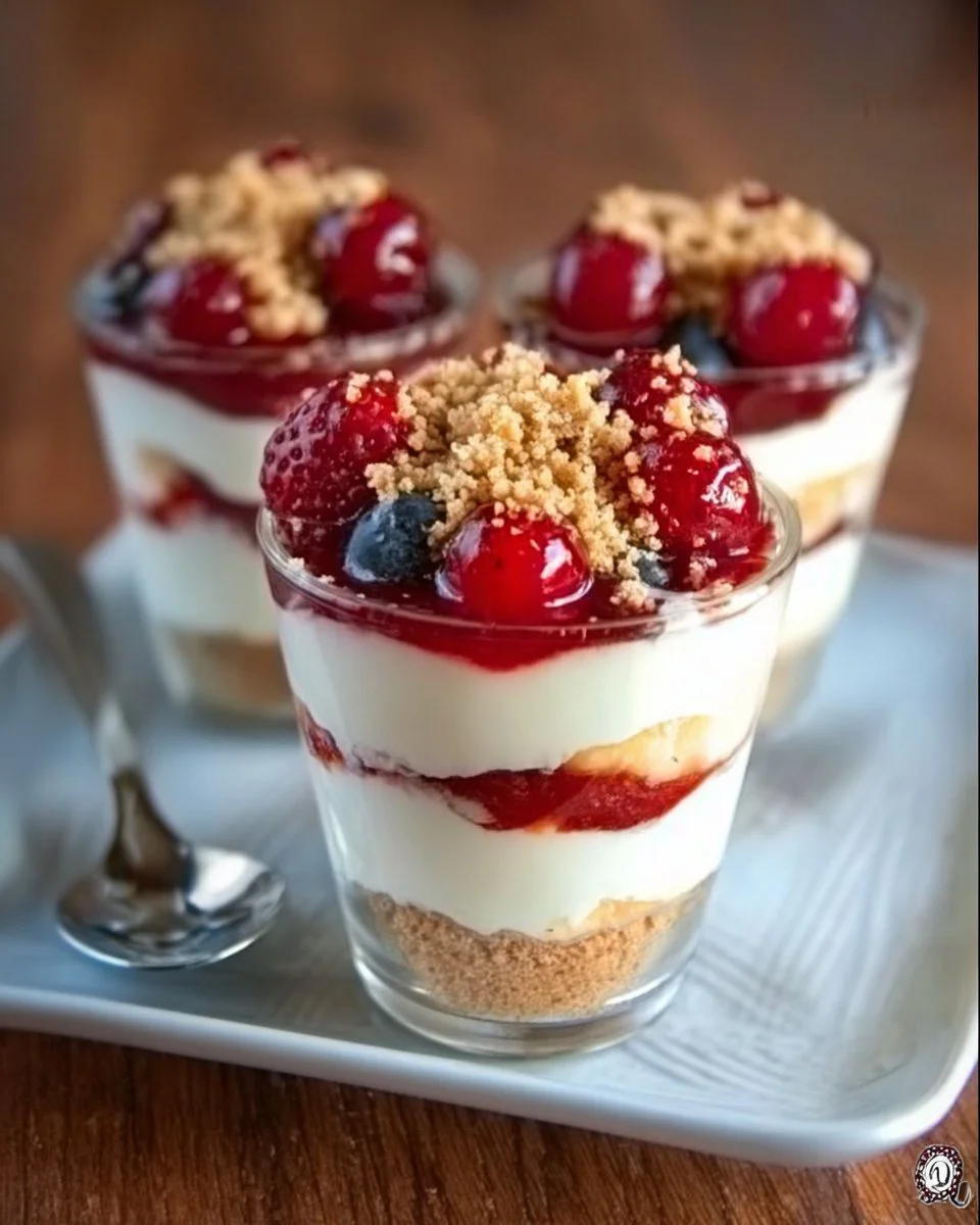 No-Bake Cheesecake Parfait 1 Delicious no-bake cheesecake parfait with layers of creamy filling and toppings.