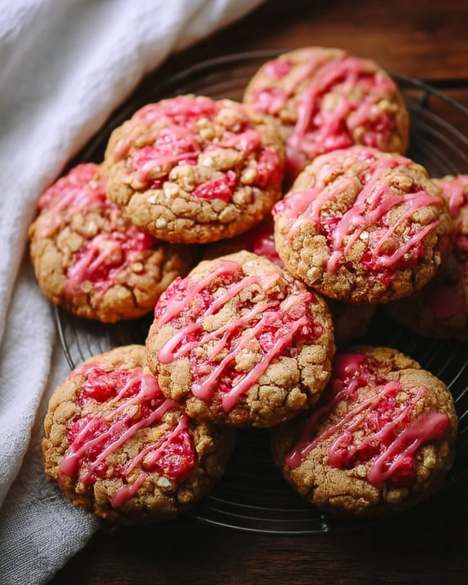 Delicious Strawberry Crunch Cookies with crispy topping