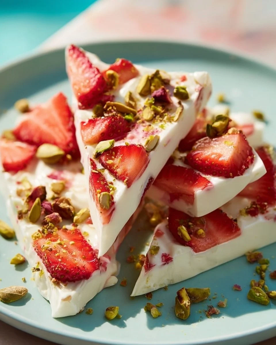 Delicious Tasty Frozen Yogurt Bark topped with fresh fruits and nuts