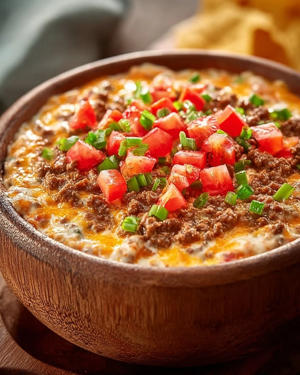 Delicious Rotel dip with ground beef served in a bowl
