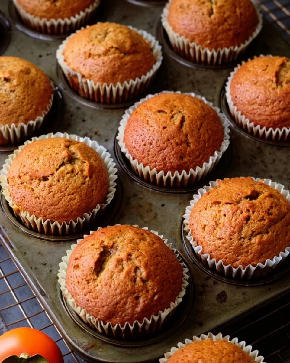 This easy Persimmon Muffins recipe takes the lovely honey-like flavor of persimmons and brings it in… 1 Delicious persimmon muffins fresh out of the oven with a golden-brown crust.