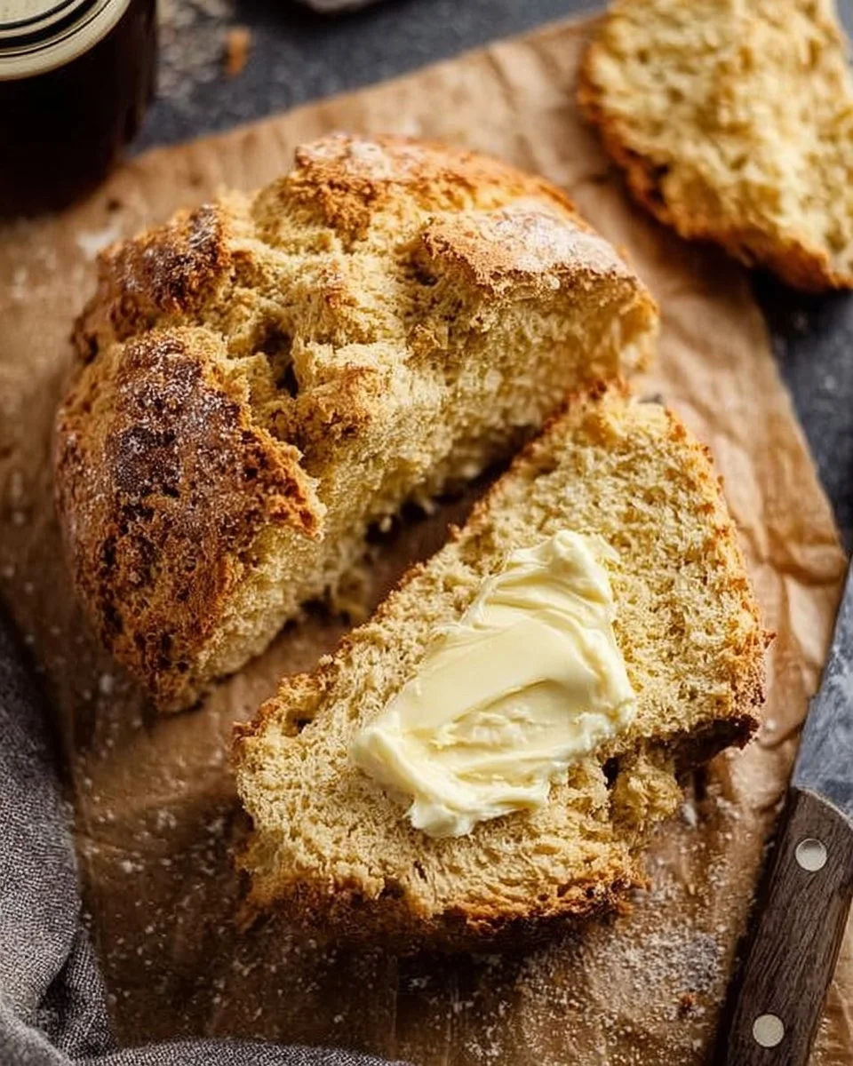 Traditional Irish Soda Bread 1 Freshly baked traditional Irish Soda Bread on a wooden table