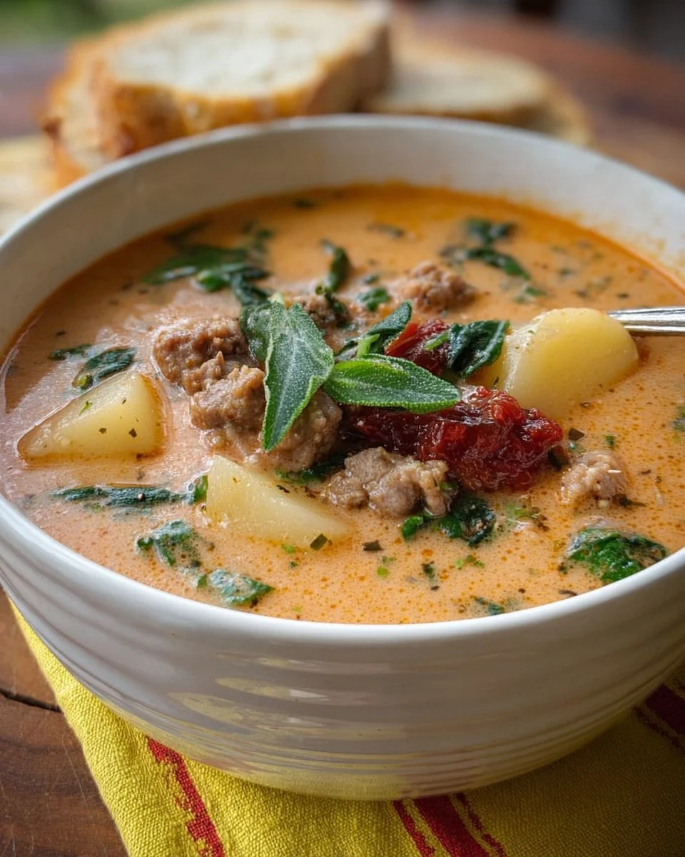 Delicious bowl of Tuscan Soup with vegetables and herbs