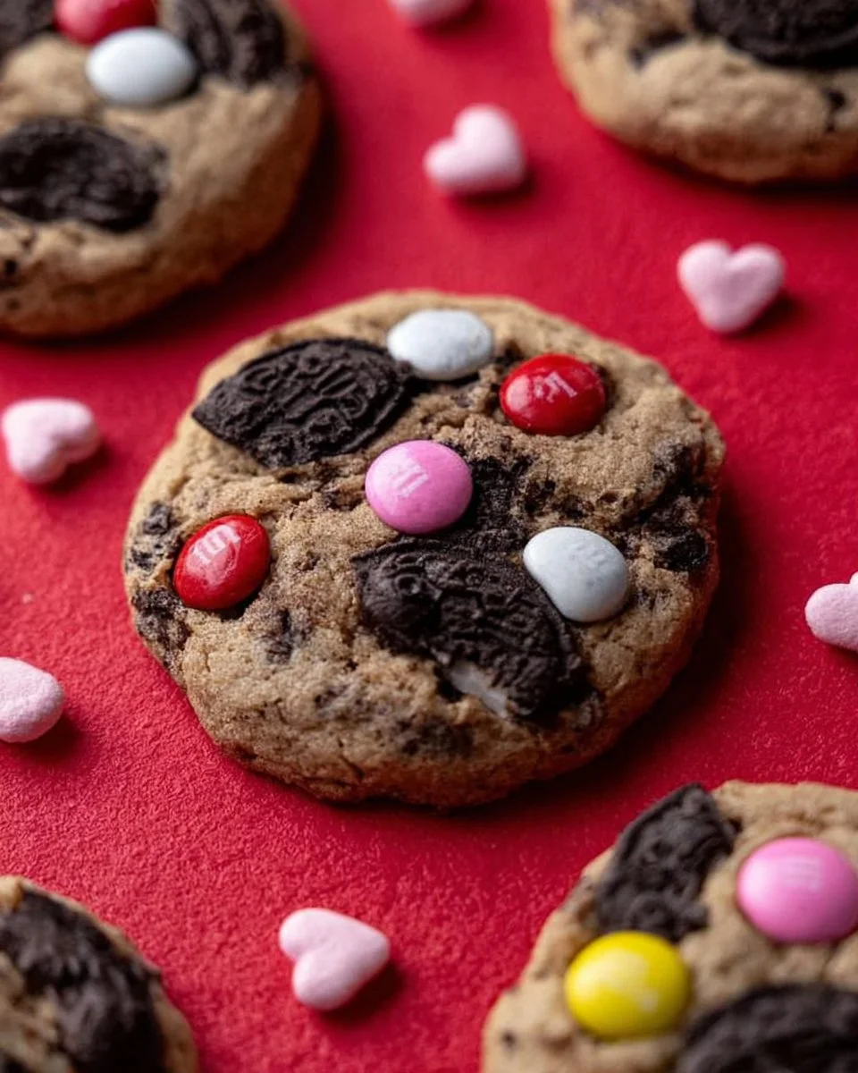 Valentine's Day Oreo M&M's Cookies 1 Valentine's Day Oreo M&M's Cookies with festive decorations