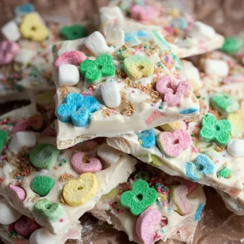 White Chocolate Lucky Charms Bark 2 Delicious White Chocolate Lucky Charms Bark with marshmallows and cereal