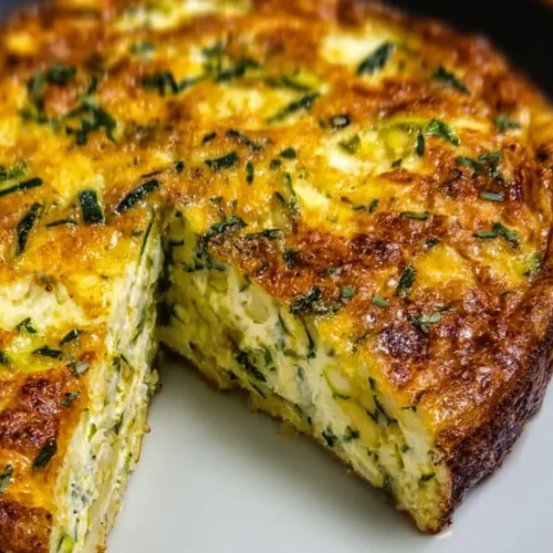 Delicious Zucchini Frittata with fresh ingredients on a wooden table