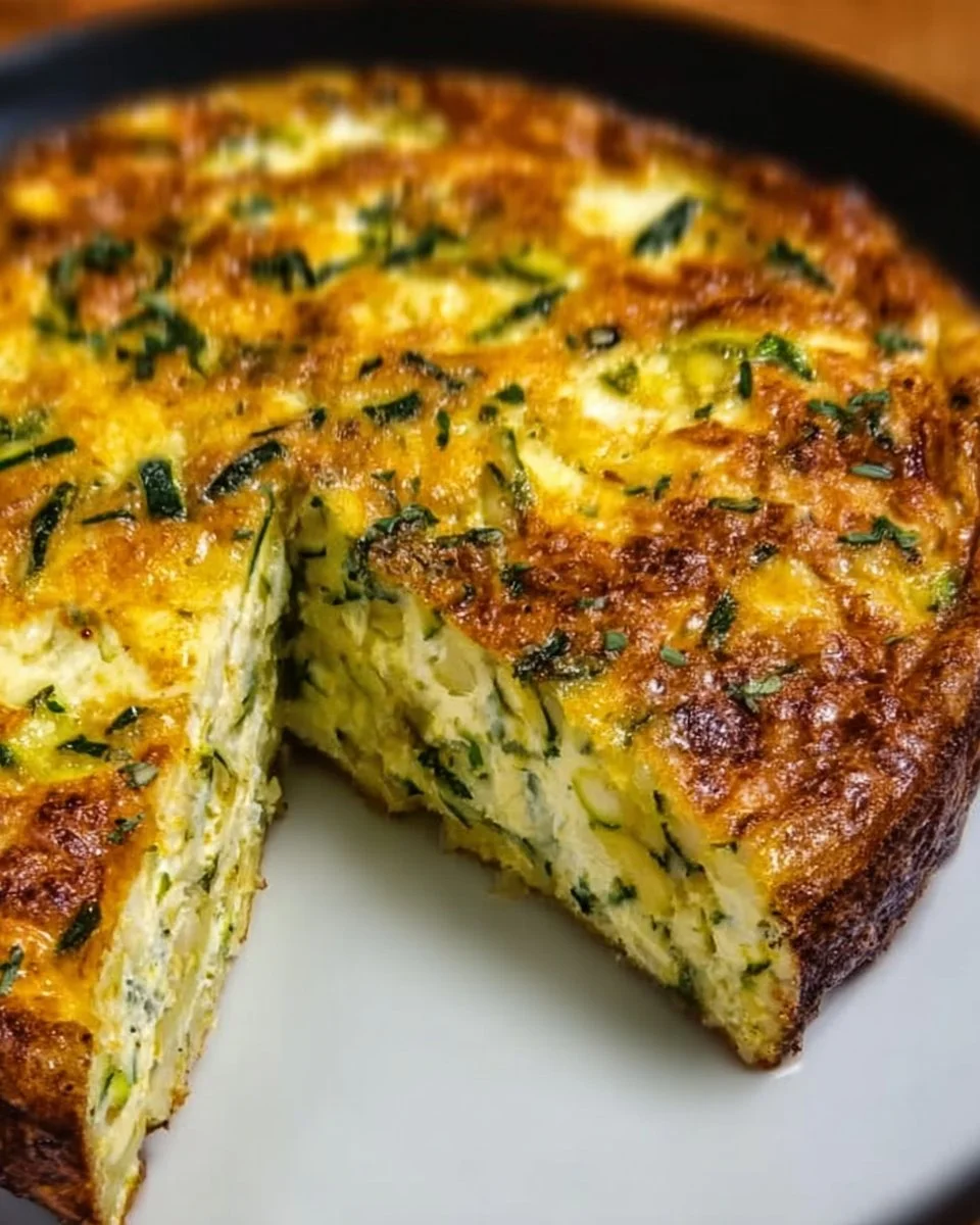 Delicious Zucchini Frittata with fresh ingredients on a wooden table