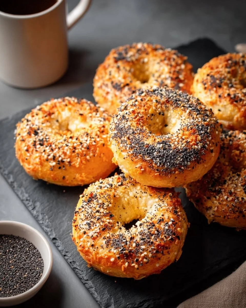 2-Ingredient Cottage Cheese Bagels 1 Homemade 2-ingredient cottage cheese bagels on a baking tray