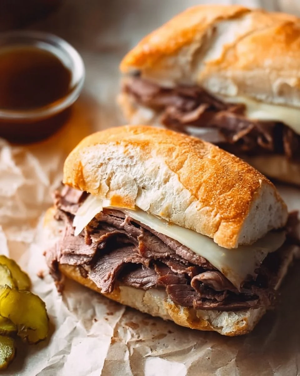 Delicious homemade French dip sandwiches served with rich au jus dipping sauce