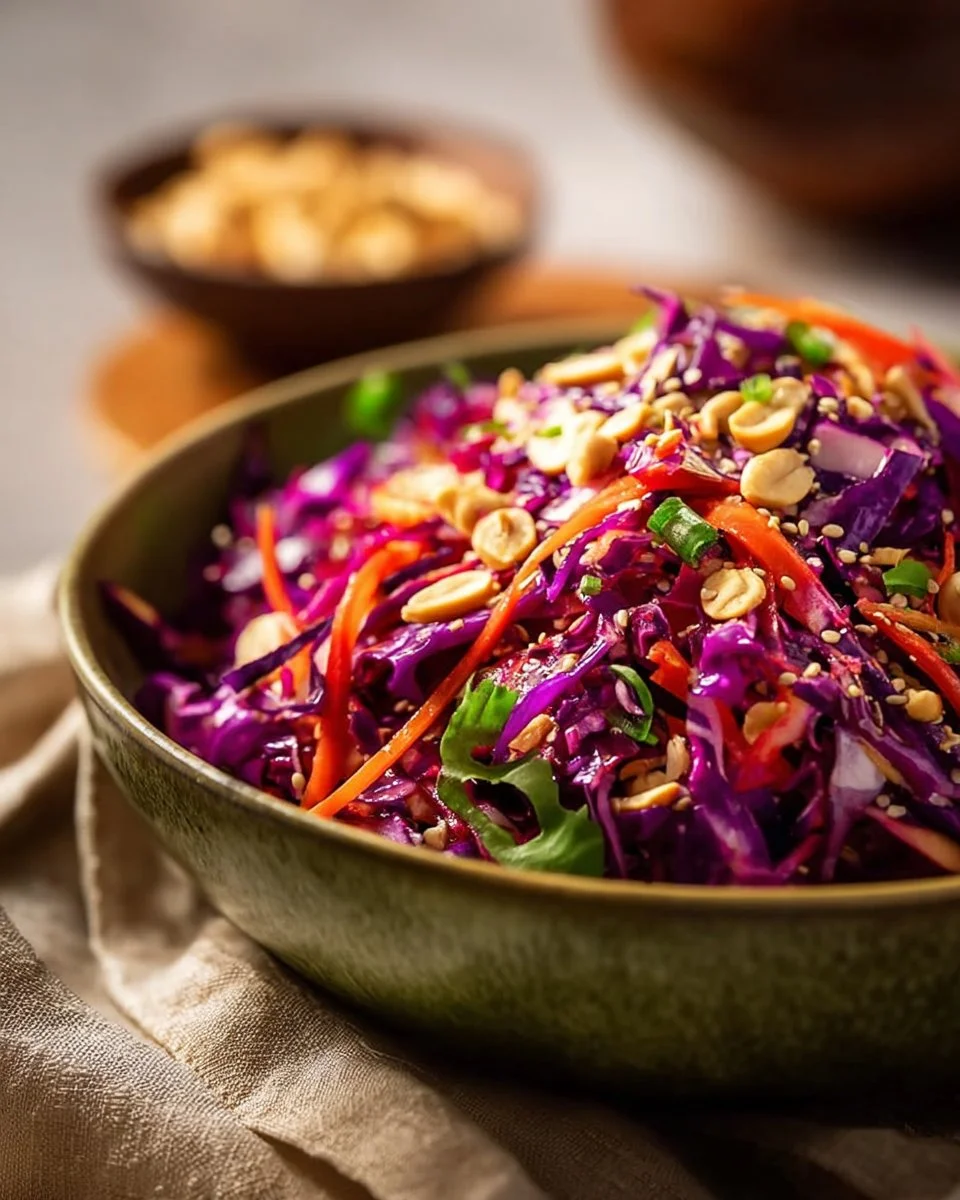 Classic Asian Coleslaw Dressing 1 Classic Asian coleslaw dressing in a bowl ready to serve.