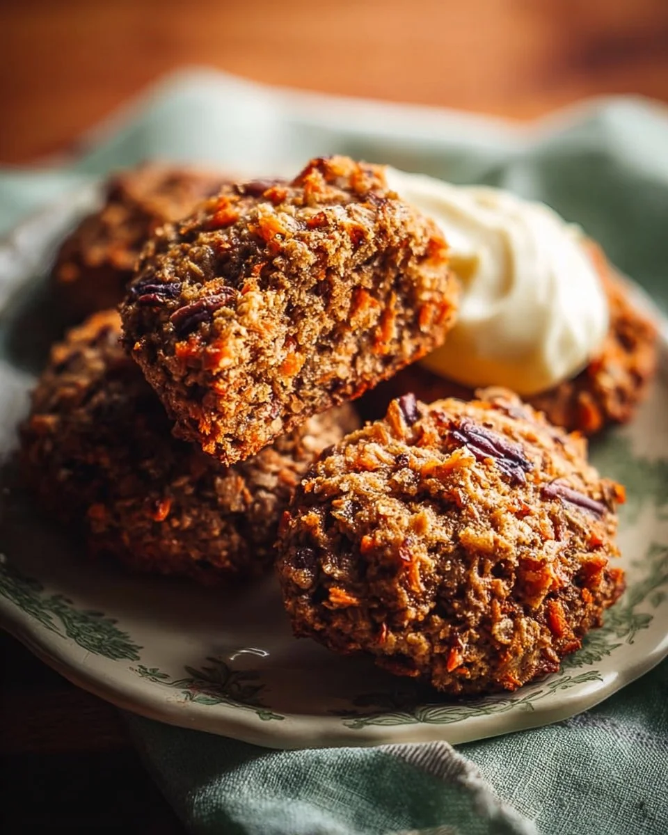 Delicious gluten free carrot cake cookies on a wooden plate