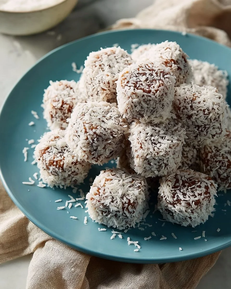 Coconut Cake Bites 1 Delicious coconut cake bites topped with shredded coconut