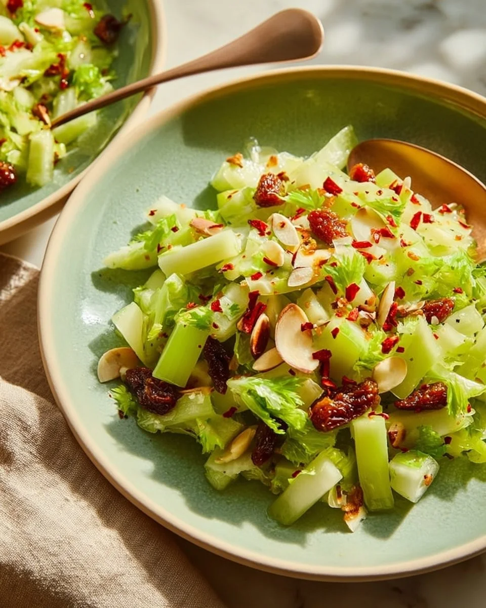 Easy Celery Salad with Dates and Parmesan 1 Easy celery salad with dates and parmesan served in a bowl