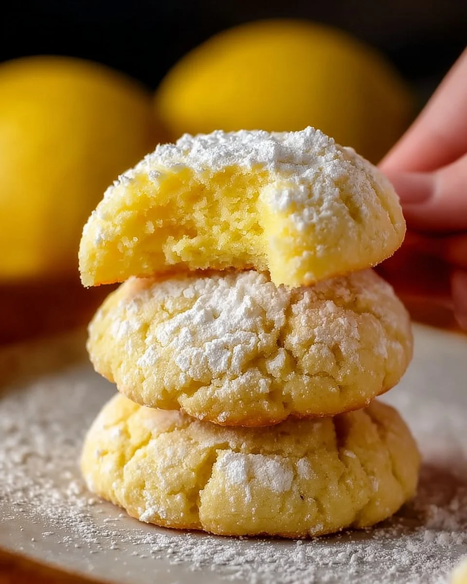Freshly baked lemon cake cookies on a cooling rack