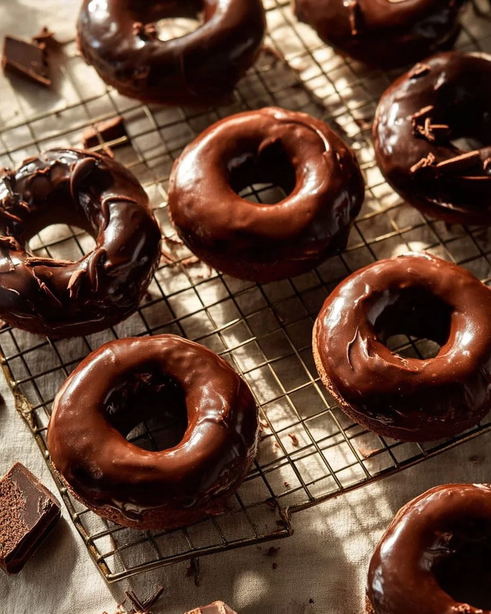 Homemade Baked Frosted Chocolate Donuts 1 Delicious homemade baked frosted chocolate donuts ready to enjoy.