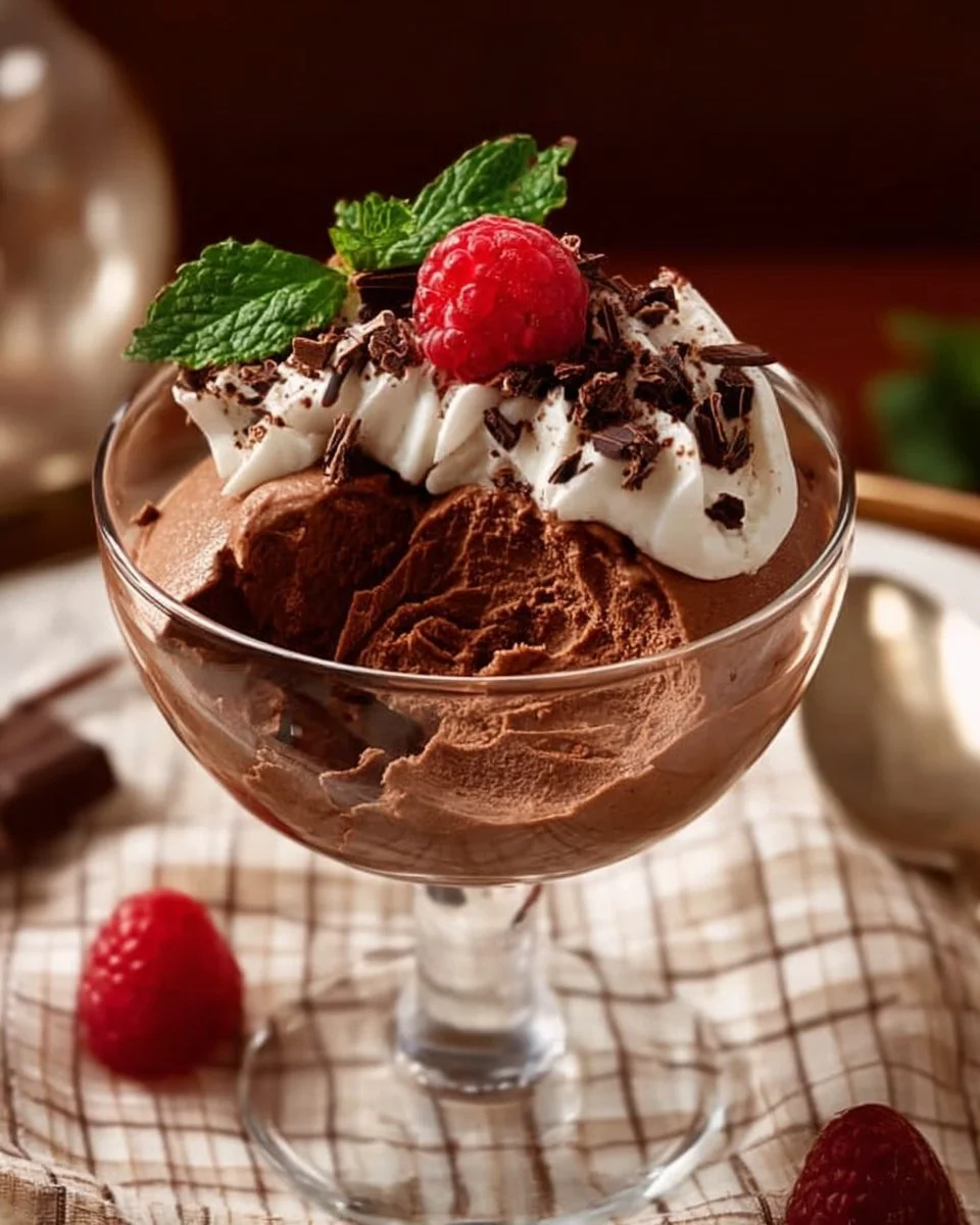 Homemade Chocolate Mousse 1 Delicious homemade chocolate mousse topped with whipped cream and chocolate shavings