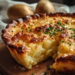 Delicious Irish Potato Pie served with rustic garnish and creamy texture.