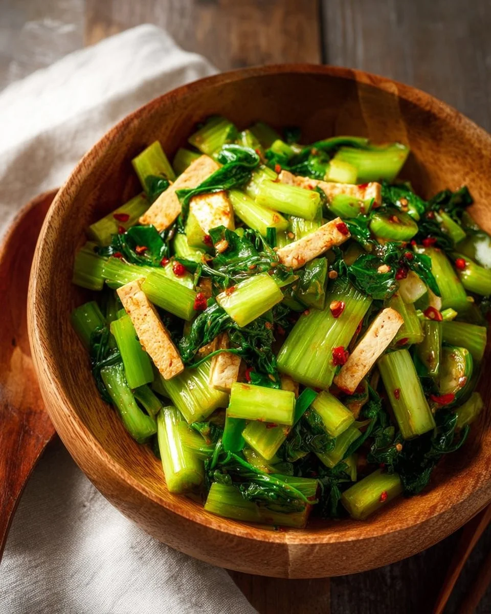 Vegan Asian Celery Salad 1 Vegan Asian celery salad with fresh vegetables and dressing