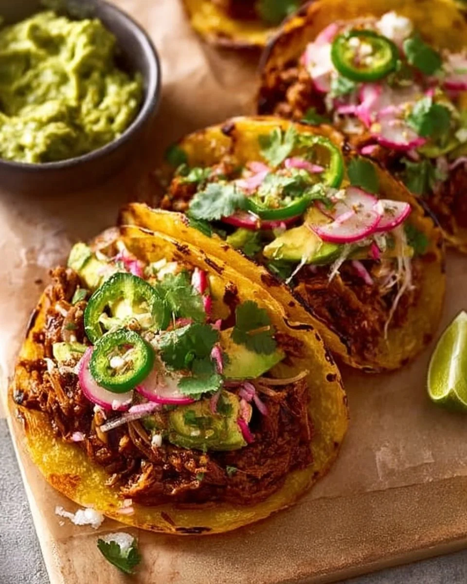 Delicious Cool Ranch Chicken Tostadillas with honey lime cream drizzle