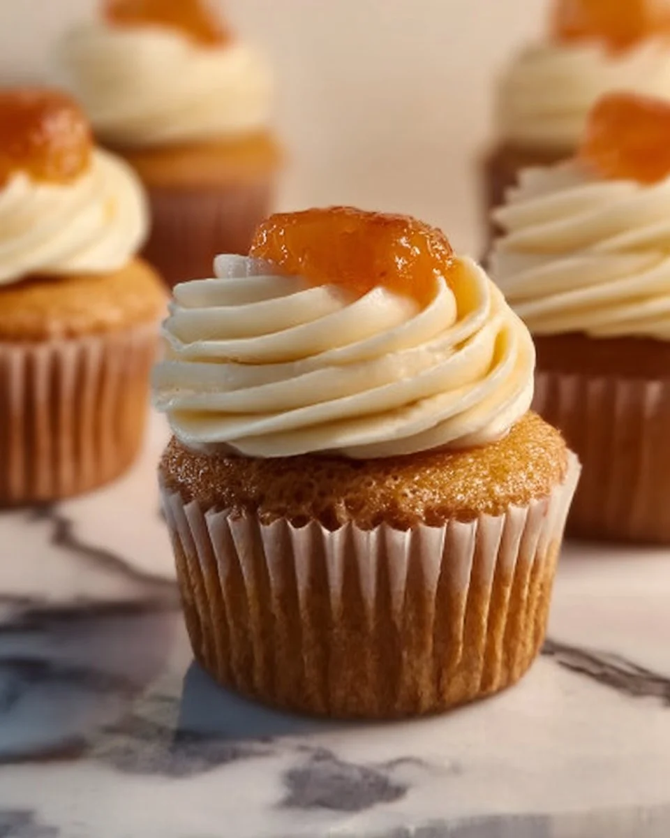 Peach Cobbler Cupcakes with juicy peach filling and crumb topping