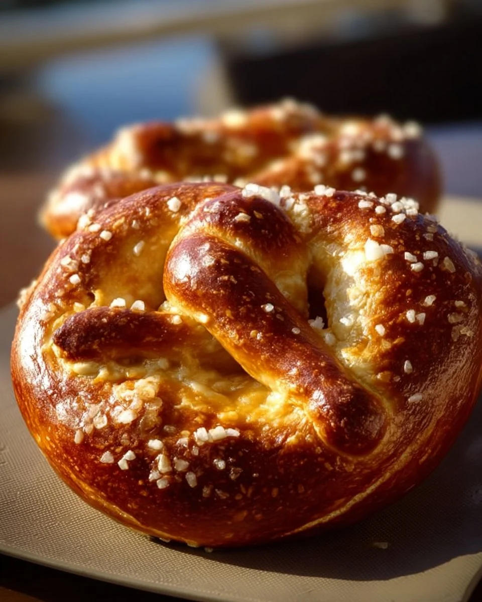 Delicious cheddar cheese stuffed pretzels fresh out of the oven