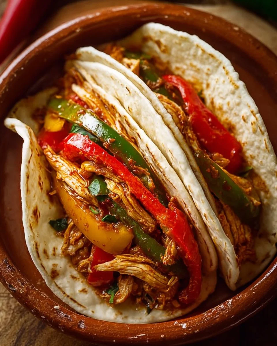 Crockpot Chicken Fajitas 1 Delicious crockpot chicken fajitas served with fresh toppings