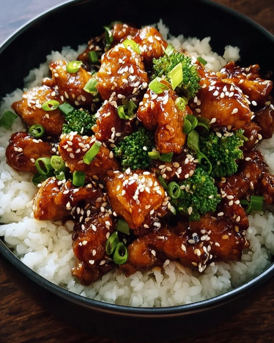 Delicious Dump and Go Crockpot Teriyaki Chicken served with rice and vegetables