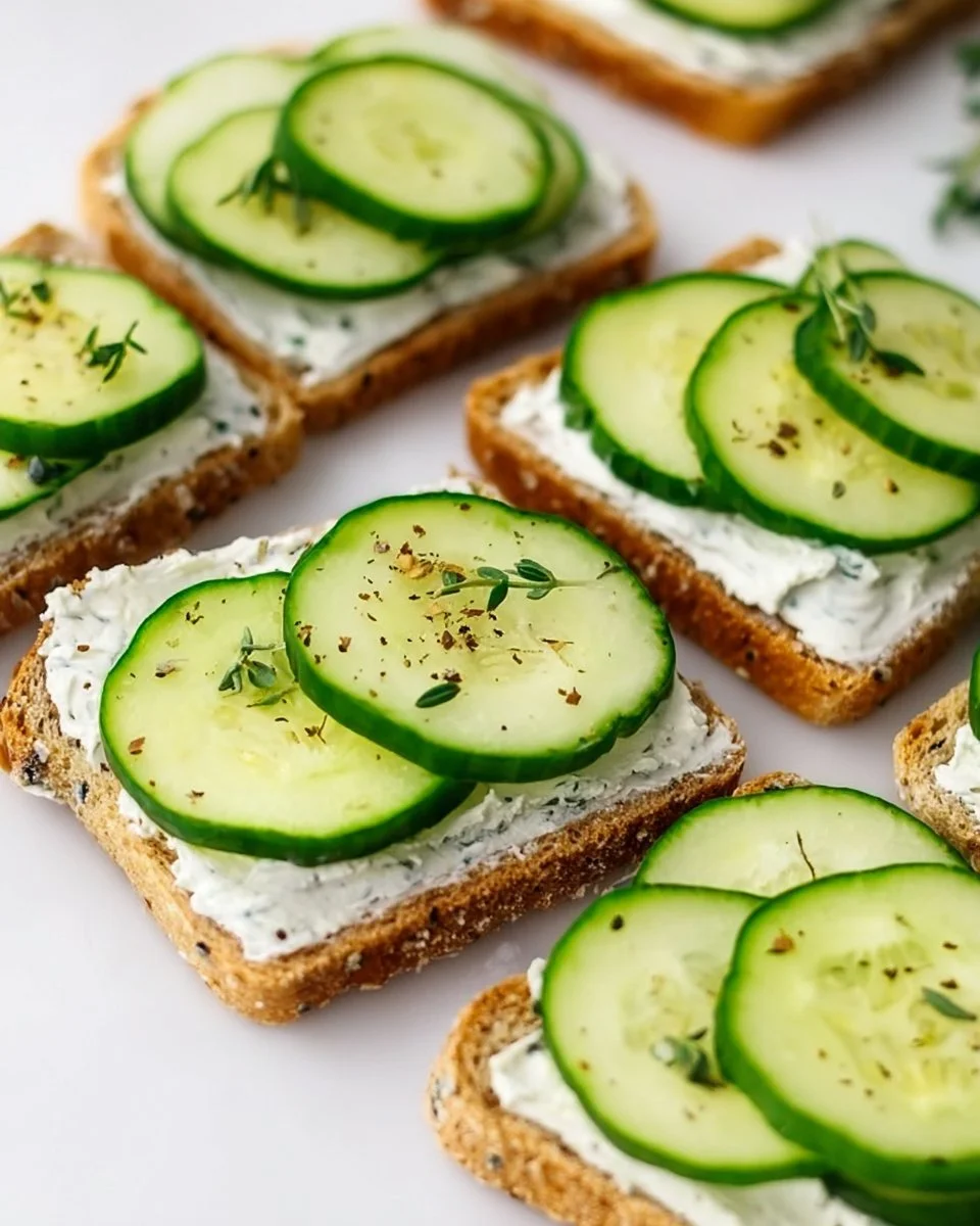 Delicious fresh cucumber sandwiches on a plate ready to be served.