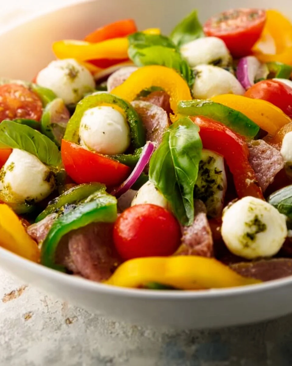 Italian Chopped Salad with Zesty Dressing 1 Colorful Italian Chopped Salad with zesty dressing and fresh vegetables