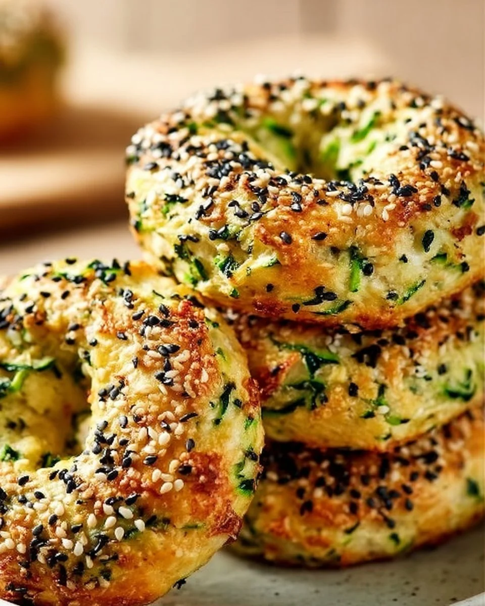 Zucchini Bagels 1 Freshly baked zucchini bagels with herbs and spices