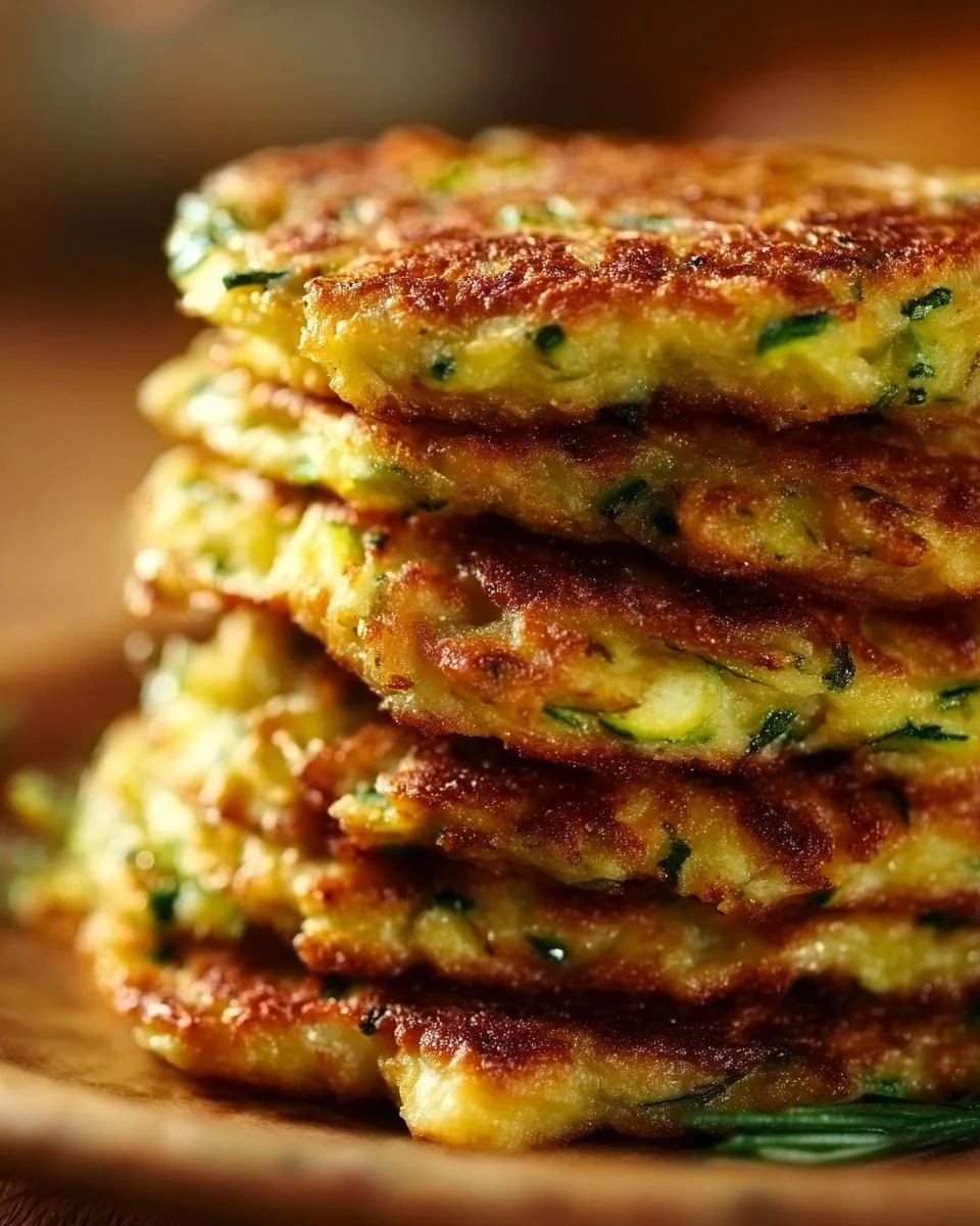 Crispy zucchini fritters served on a plate with dipping sauce