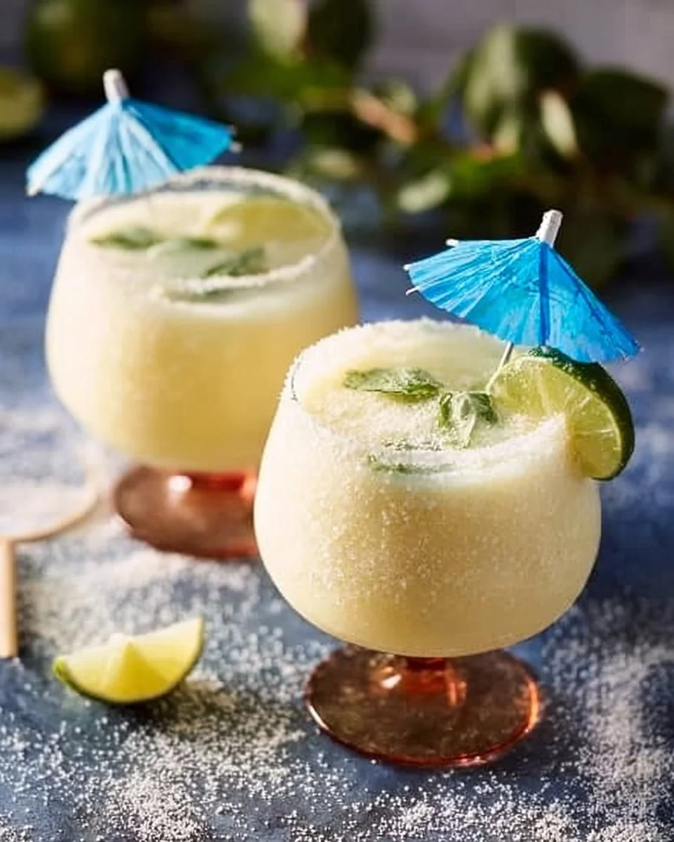 Basil Smash Pineapple Colada cocktail served in a tropical glass with fresh basil.