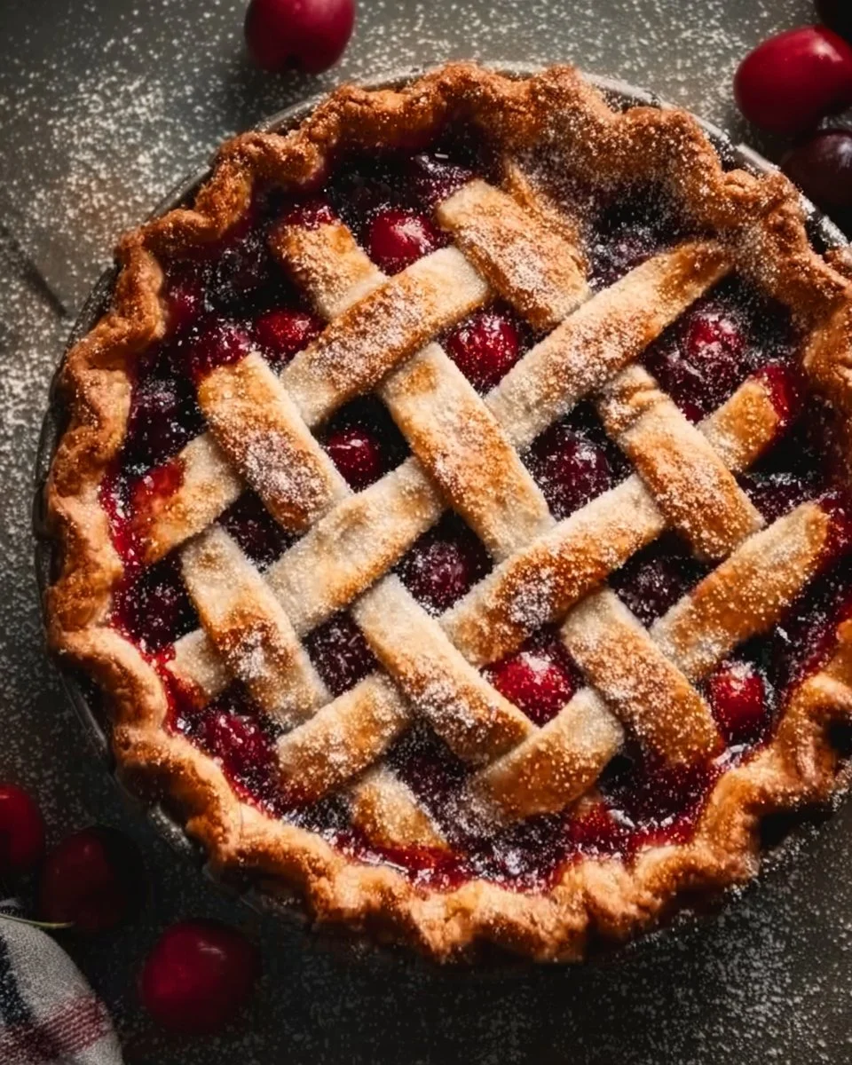 Delicious homemade cherry pie with flaky crust and vibrant cherry filling