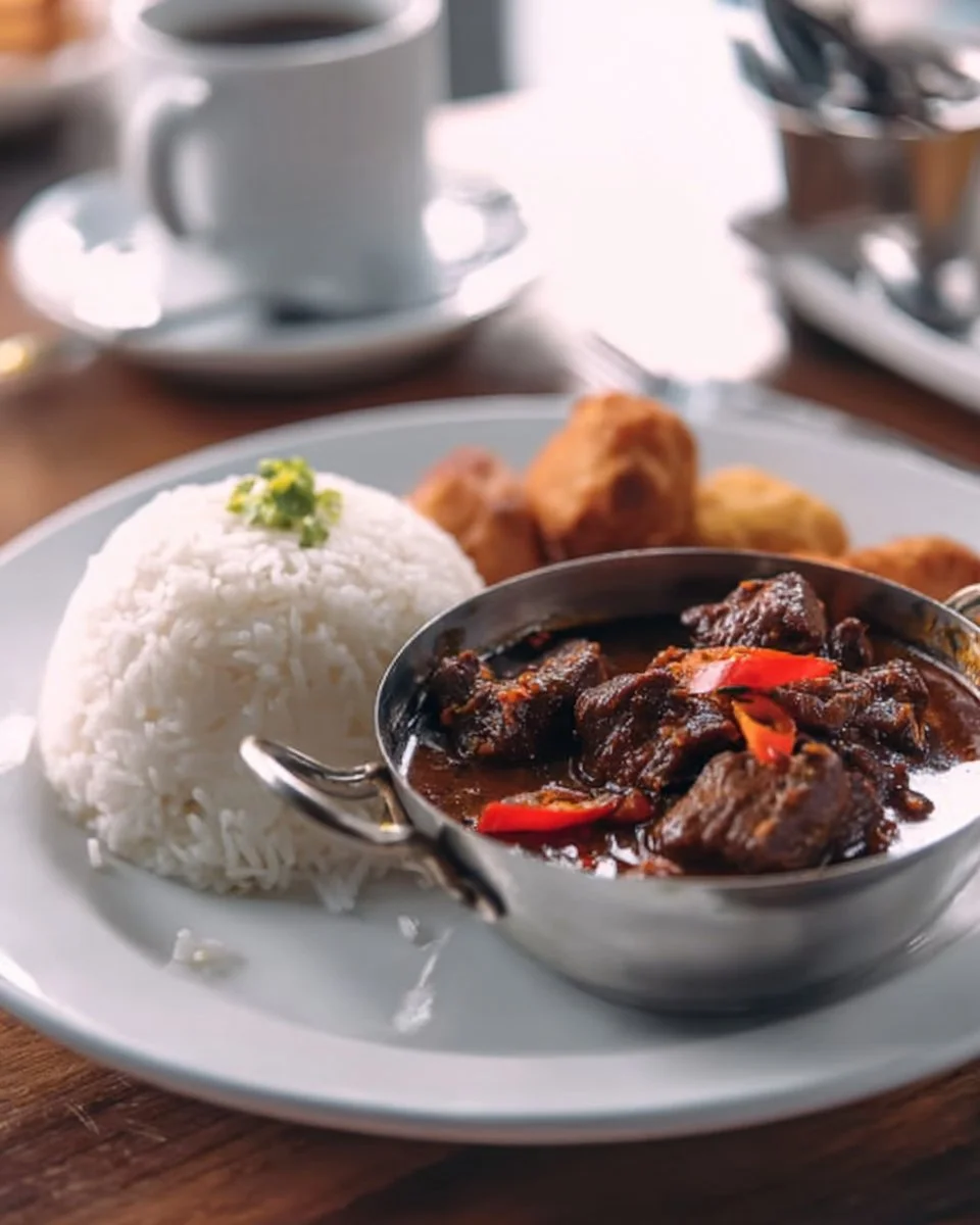 Delicious Cuban Oxtail Stew (Rabo Encendido) served in a bowl with herbs