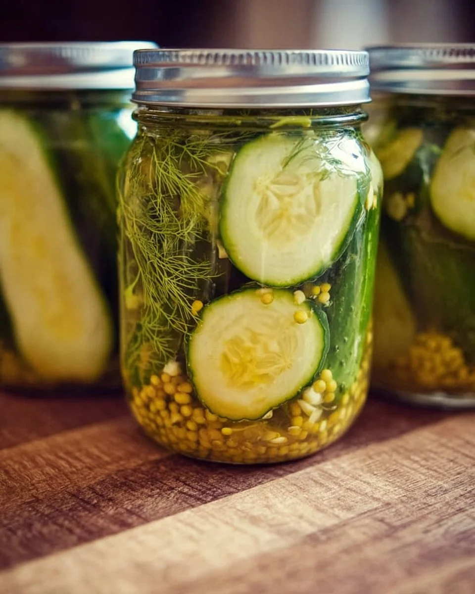 Dill Refrigerator Pickles Recipe 1 Homemade dill refrigerator pickles in a jar with fresh dill and spices