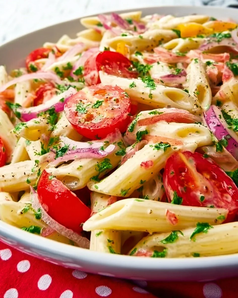 Italian Hoagie Pasta Salad 1 Bowl of Italian hoagie pasta salad with colorful vegetables and dressing.