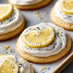 Lemon poppy seed cheesecake cookies displayed on a plate