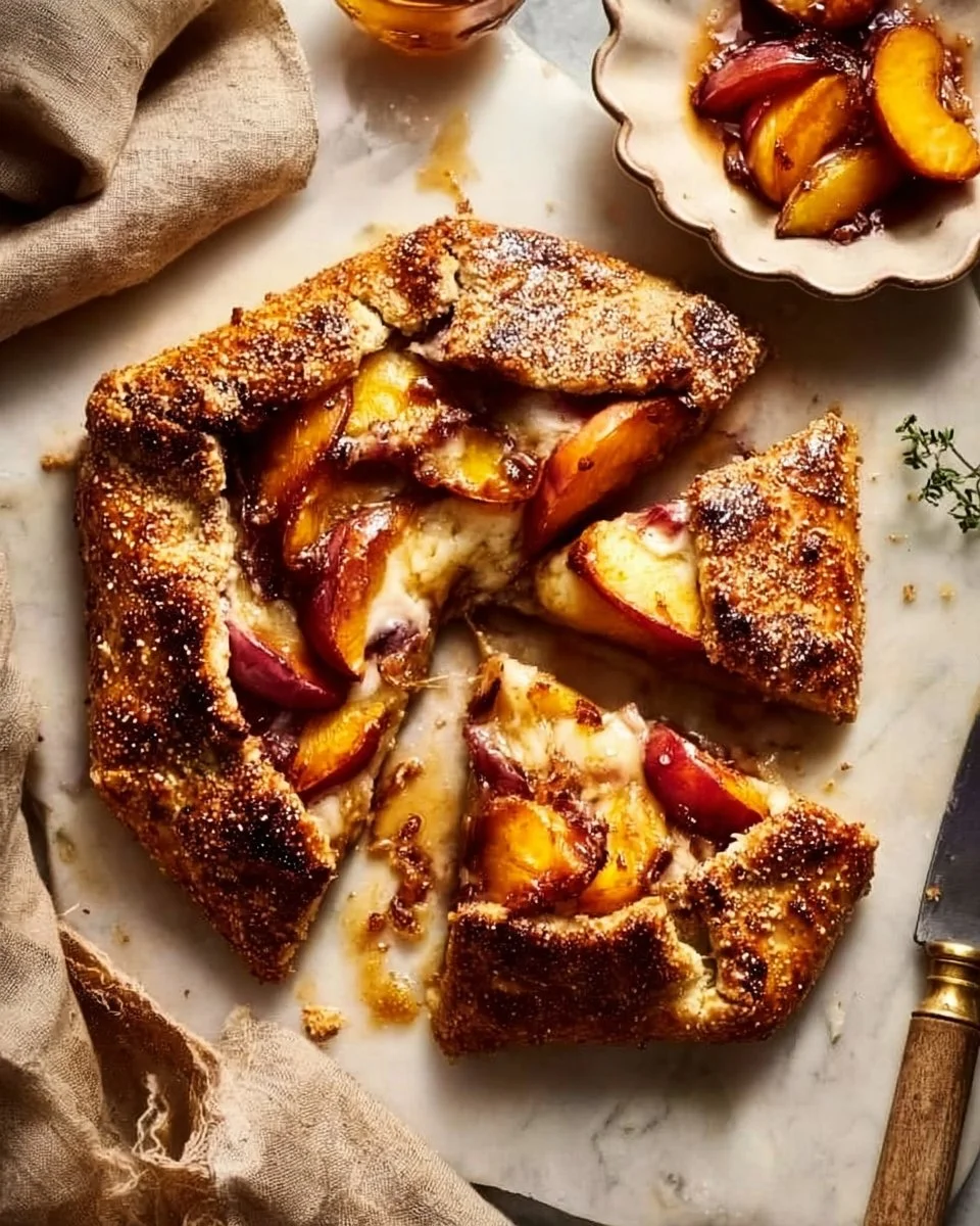 Prosciutto-wrapped peach baked brie in pastry, a delicious appetizer.
