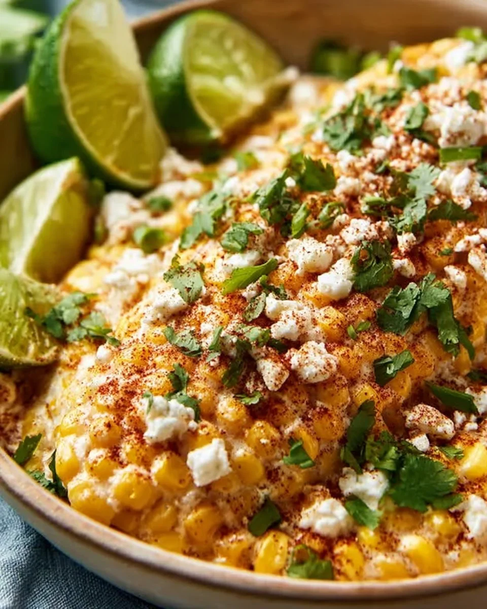 Bowl of slow cooker street corn chicken recipe topped with cilantro