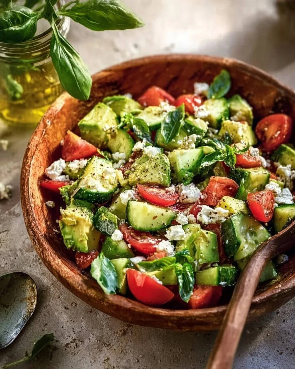 Smashed Cucumber and Watermelon Feta Salad 1 Smashed cucumber and watermelon feta salad served in a bowl