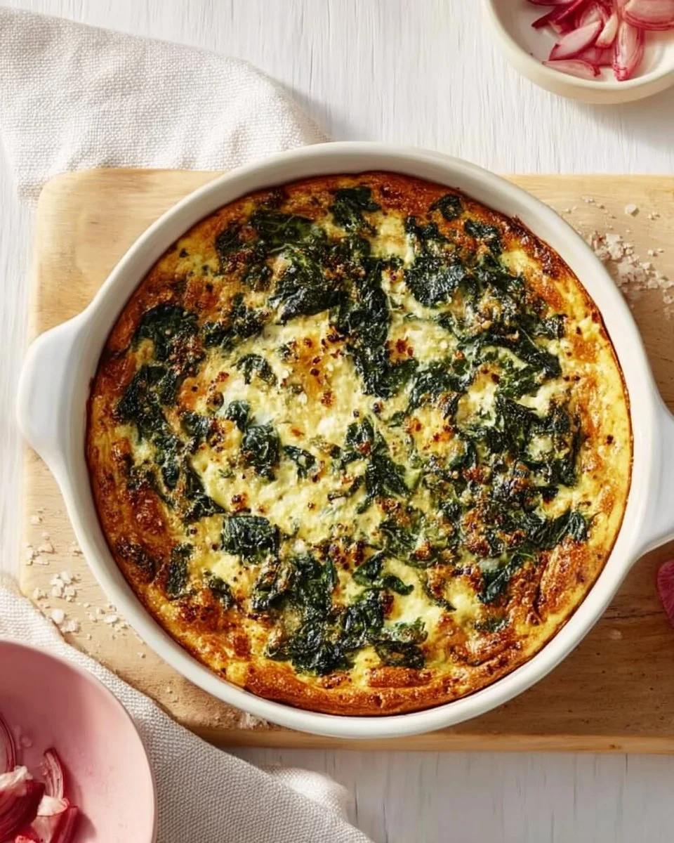 Delicious crustless Swiss Chard Quiche served on a plate