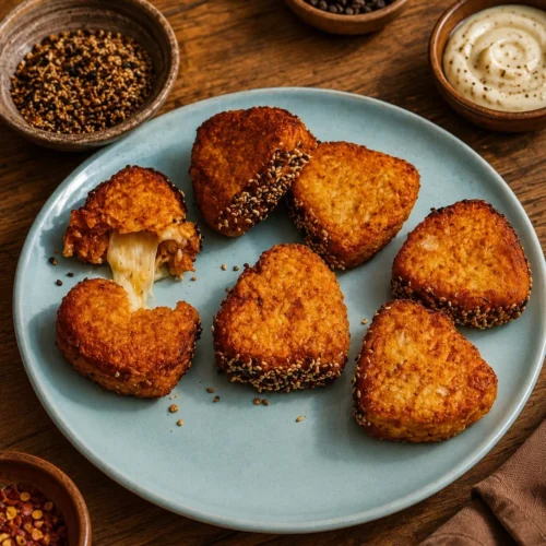 Crispy Air Fryer Kimchi Rice Balls served with dipping sauce