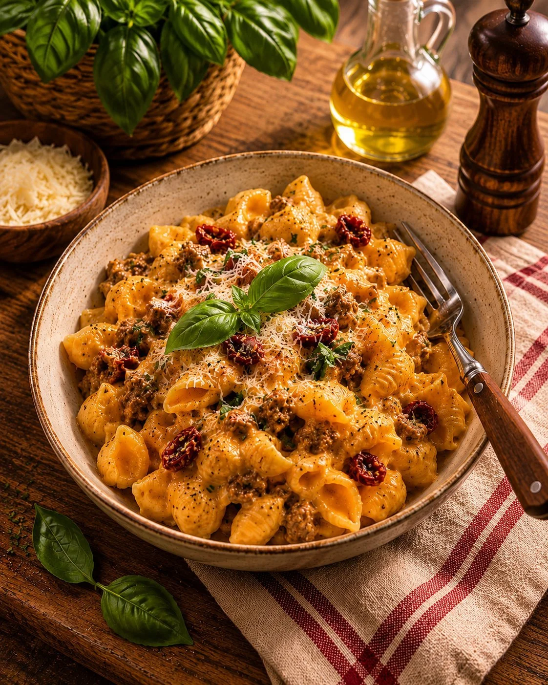 Crockpot Hamburger Helper dish served in a bowl with ingredients visible